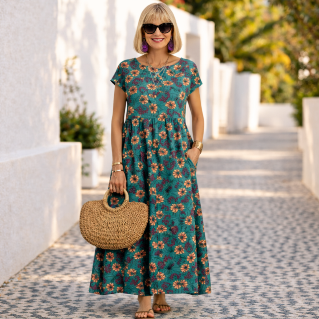 Barbara | Chic Floral Dress - Soft Elegance
